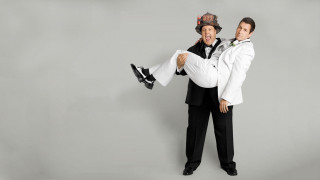 Two men tuxedos posing picture - sots art free wallpaper