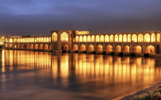 Bridge water night lights building 7 - night time free wallpaper for desktop