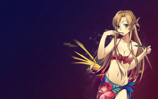 Woman bikini knife flower holding - a woman in a bikini holding free wallpaper