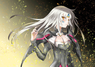 White hair black outfit red - a red collar free wallpaper