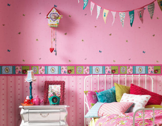 Pink bedroom white bed starry - a white dresser free wallpaper