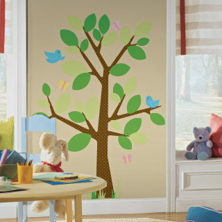 Child room tree wall teddy - naive free wallpaper