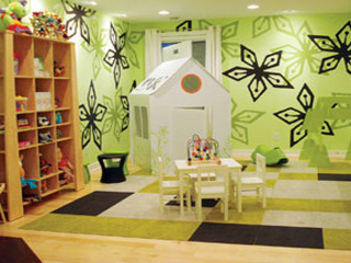 Playroom playhouse playtable flowers butterfly - art free wallpaper