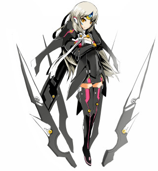 Woman black outfit sword hand - her other hand free wallpaper