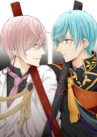 Anime blue hair pink hair - vivid free wallpaper