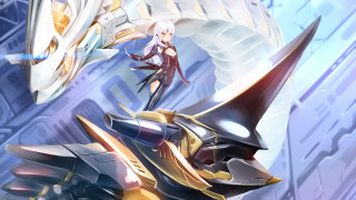 Woman futuristic suit giant robot - free ship wallpaper