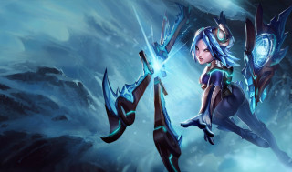 Woman blue hair sword blue - wave free wallpaper