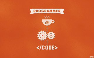 Red background coffee cup gears - sticker free wallpaper
