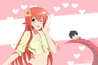 Red haired demon girl man - eizan kikukawa free wallpaper