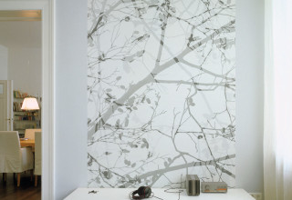 White table phone lamp tree - a wall free wallpaper