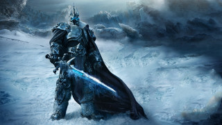 Man suit sword snow mountains - epic fantasy free wallpaper