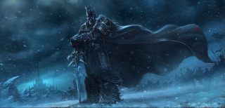 Man black cloak sword snowy - epic fantasy free wallpaper