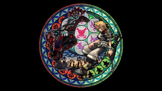 Stained glass woman dragon circle - a mosaic free wallpaper