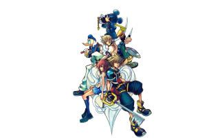 Anime characters sitting white background 3 - a white background behind them free wallpaper