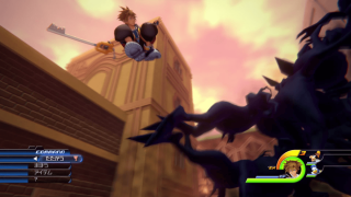 Man ledged sword building background - dynamic camera angle free wallpaper