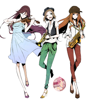 Anime girls musical instruments ball - fluxus free wallpaper