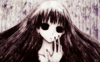 Creepy doll long hair big 2 - her mouth open free wallpaper