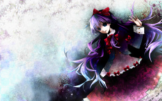 Purple hair anime girl red - a cup free wallpaper