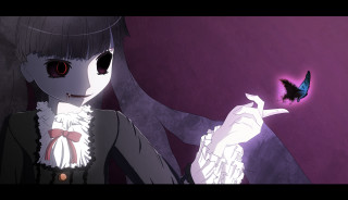 Girl butterfly purple background gothic - her finger free wallpaper