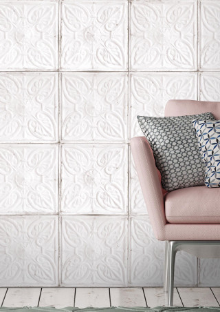 Pink chair white wall decorative - art deco free wallpaper