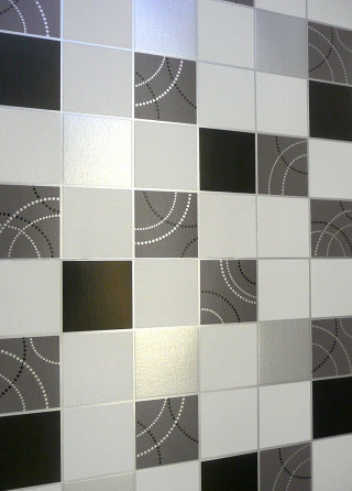 Bathroom wall black white pattern - geometric free wallpaper