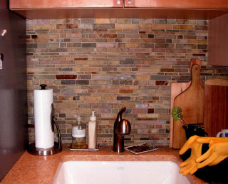 Kitchen sink brown countertop brick - cutting free wallpaper