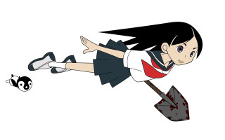 Girl black hair red shirt - her back free wallpaper