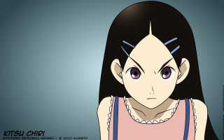 Cartoon girl long black hair - a white collar free wallpaper