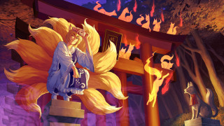 Woman blue dress fireplace dog - a fire place free wallpaper