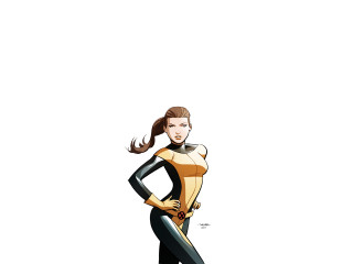 Woman yellow black suit sword - suit free wallpaper