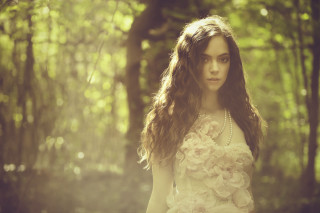 Woman dress forest trees sunlight - elinor proby adams free wallpaper
