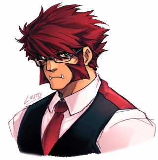 Red hair glasses vest tie - a tie free wallpaper