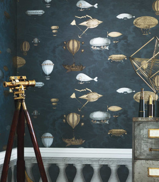 Telescope wall hotairballoons bluegold arts - hot free wallpaper