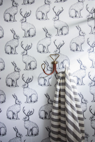 Towel hanging hook wall deer - striped free wallpaper