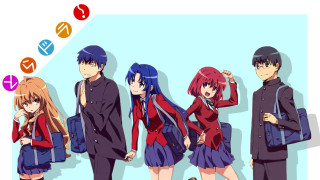 Anime characters group blue background 10 - a rainbow free wallpaper