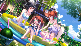 Girls slide park building trees - a watermelon free wallpaper
