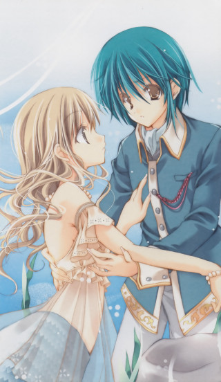 Anime couple water arms around - the water free wallpaper