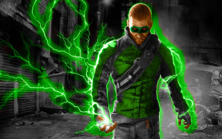 Man green suit green lightning - a green suit holding free wallpaper