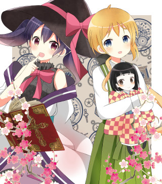 Anime girls hats dresses book - a wall free wallpaper