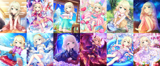 Anime girls collage outfits hairstyles - different pose and colors free wallpaper