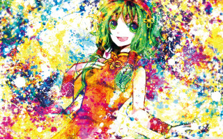 Green hair yellow dress paint - rich vivid color free wallpaper