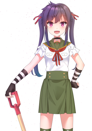 Girl uniform ax hammer holding - a white background free wallpaper