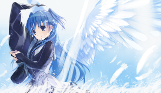 Anime girl blue hair wings - blue hair free wallpaper