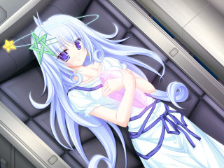 Anime girl long white hair 7 - her head free wallpaper for desktop