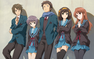 Group people arms crossed wall - their back free wallpaper