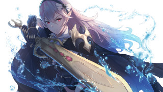 Woman longhair sword blackoutfit blueeyes - a black cape free wallpaper