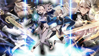 Anime characters swords blue lights - temporary art free wallpaper