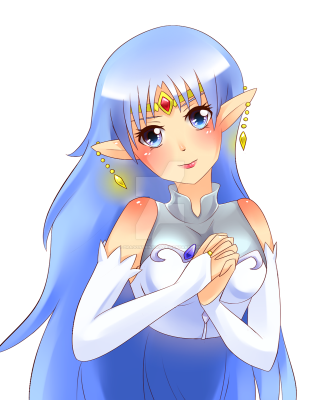 Blue haired elf girl luminous - a blue dress free wallpaper