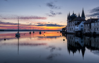 Sunset small town lake sailboats - a sunset view free wallpaper