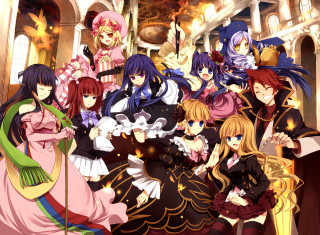 Anime girls hall fire man - a group of anime girls free wallpaper